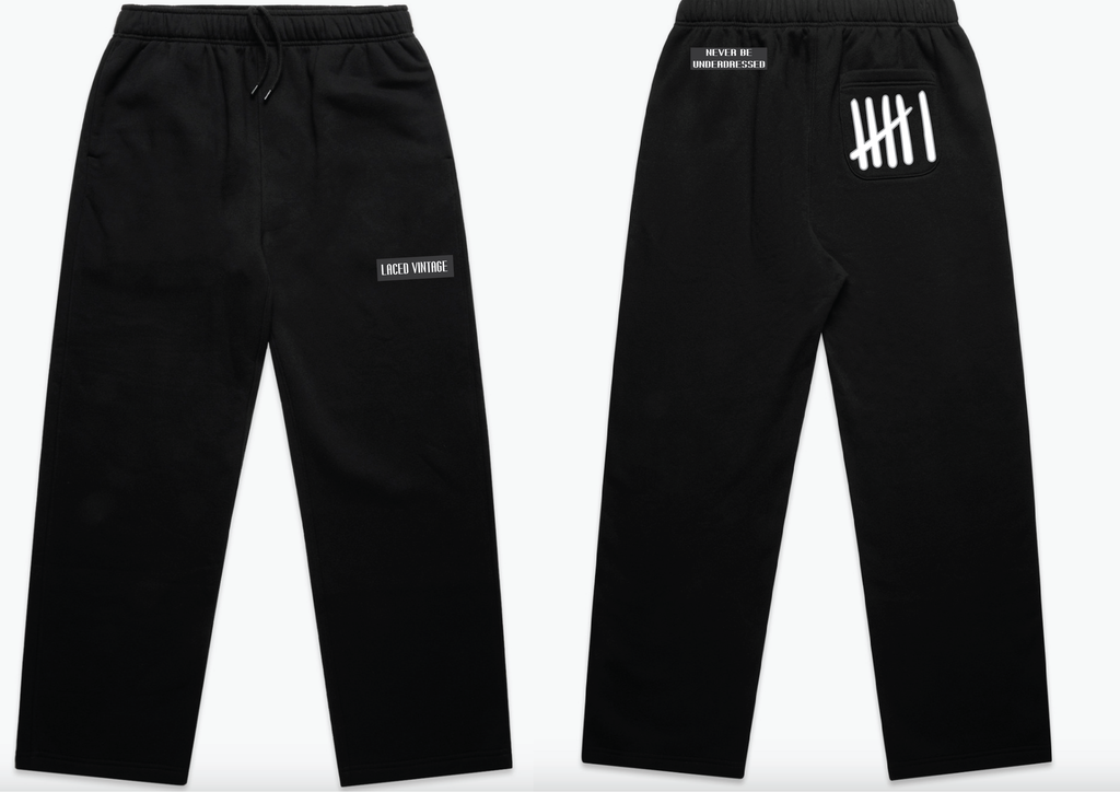 Laced Vintage Black Relaxed Cuffless Track Pants