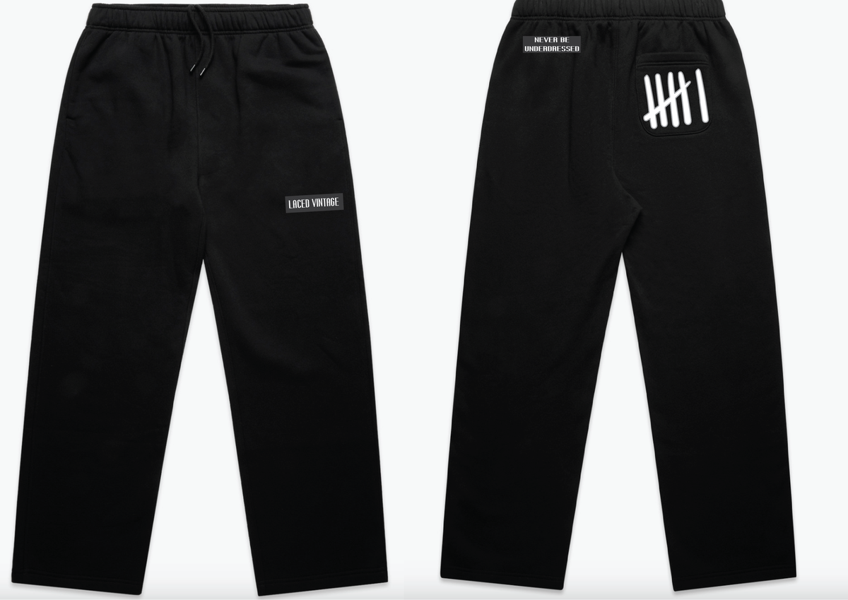 Laced Vintage Black Relaxed Cuffless Track Pants