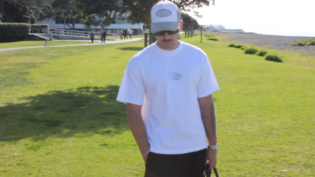 Laced Vintage Grey on White Tee